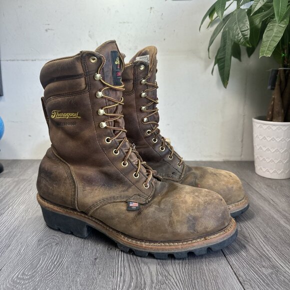 Thorogood 804-3554 Men's 9" Leather WP Insulated Steel Safety Toe Boot 11.5 3E